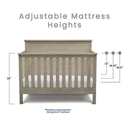 Delta Children Middleton 4-in-1 Convertible Baby Crib, Textured Limestone - WoodArtSupply