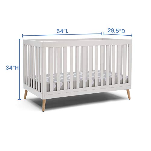 Delta Children Essex 4-in-1 Convertible Baby Crib, Bianca White with Natural Legs - WoodArtSupply