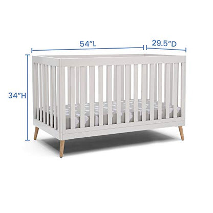 Delta Children Essex 4-in-1 Convertible Baby Crib, Bianca White with Natural Legs - WoodArtSupply