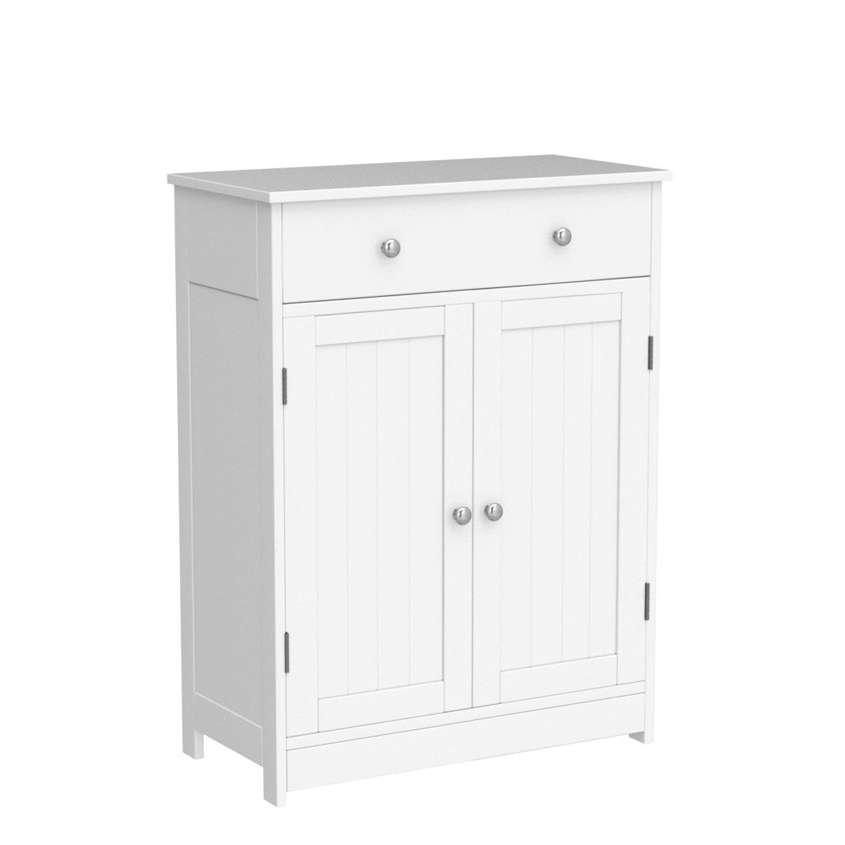 Yaheetech Free Standing Bathroom Cabinet with 1 Drawer 2 Doors and Adjustable Shelf, Wooden Entryway Storage Cabinet, 11.8D x 23.6W x 31.5H in, White - WoodArtSupply