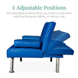 Best Choice Products Faux Leather Upholstered Modern Convertible Futon, Adjustable Folding Sofa Bed, Guest Bed w/Removable Armrests - Royal Blue Best Choice Products