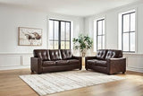 Signature Design by Ashley Santorine Transitional Tufted Leather Match Loveseat, Dark Brown Signature Design by Ashley