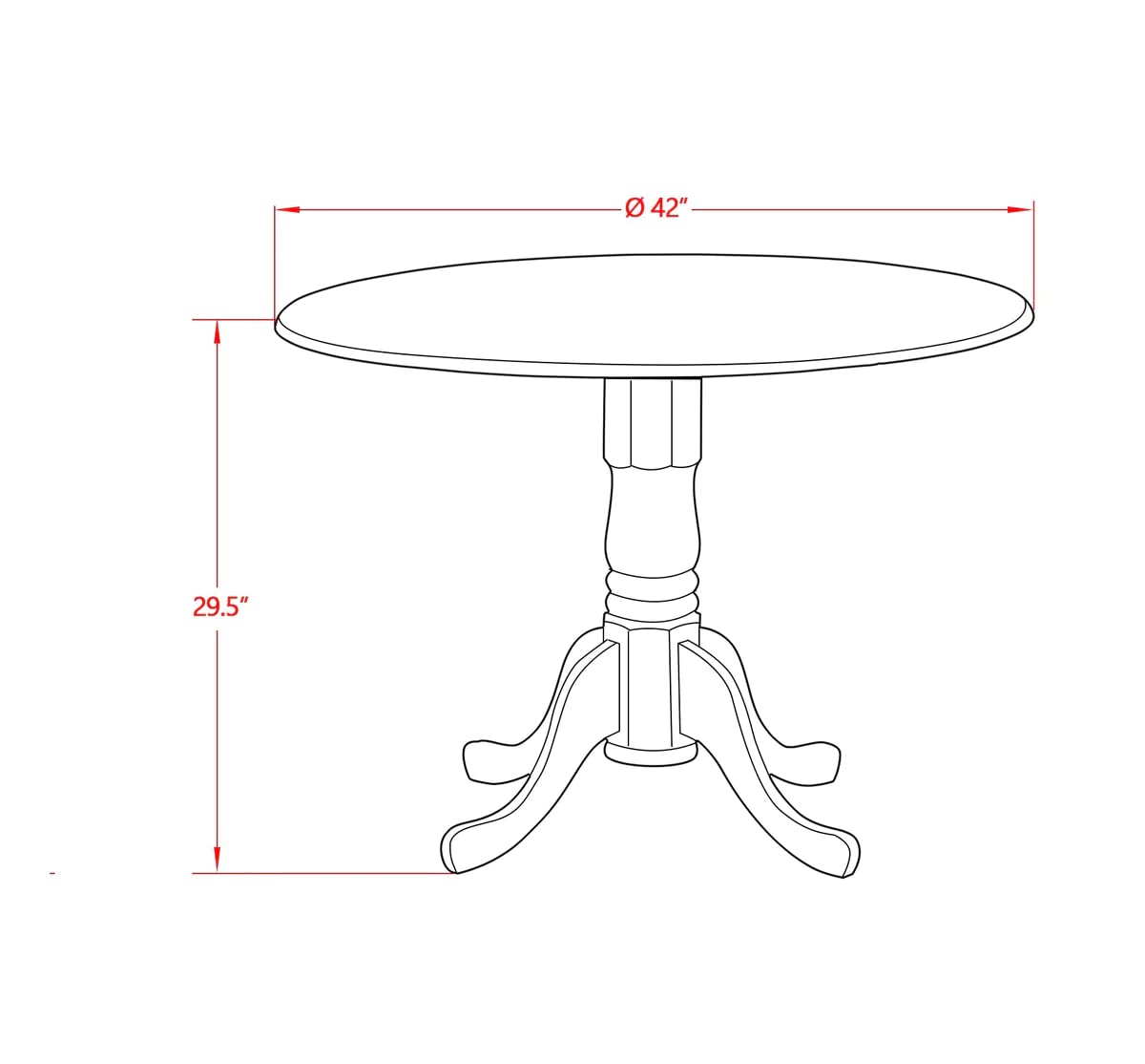 East West Furniture DMT-ABC-TP Dublin Kitchen Dining Table - a Round Wooden Table Top with Dropleaf & Pedestal Base, 42x42 Inch, Wirebrushed Buttercream - WoodArtSupply