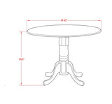 East West Furniture DMT-ABC-TP Dublin Kitchen Dining Table - a Round Wooden Table Top with Dropleaf & Pedestal Base, 42x42 Inch, Wirebrushed Buttercream East West Furniture