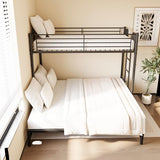 DNChuan Twin Over Twin to King Bunk Bed with Pop Up Trundle, Can Be Divided Into 2 Beds for Kids Boys Adults Girls, Metal Frame with Headboard and Footboard, Black DNChuan