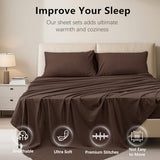 USXIBEI Full Size 4 Piece Sheet Set - Hotel Luxury Bedding for Full Size Bed - Soft and Breathable Bed Sheets Set - Deep Pocket Sheets,Wrinkle & Fade Resistant(Full, Dark Brown) USXIBEI
