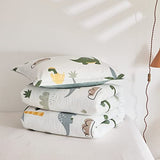 Joyreap Dinosaur Kids Cotton Comforter Set for Boys Girls, Twin Size 3pcs Cotton Bedding Comforter, Fresh Green Dinosaurs on White Design, Skin-Friendly Breathable for All Season- 68x88 inches Joyreap
