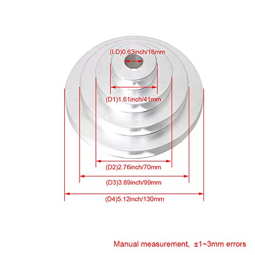 Homeswitch Aluminum 16mm Bore 4 Step A Type V-Belt Pagoda Pulley Belt Outer Dia 41-130mm Homeswitch