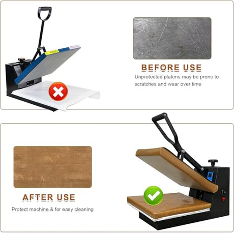 Heat Press Covers 15x15 Inch 2 Piece Set for Top and Bottom Platens | Reusable Teflon Material Heat Press Protective Covers for Sublimation, DTF and Heat Press Transfers EAOENLS