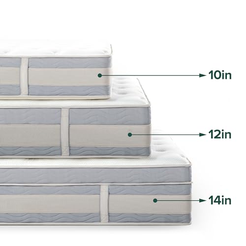 ZINUS 10 Inch Comfort Support Hybrid Mattress [New Version], King, Fiberglass Free, Medium Plush, Motion Isolation, Certified Safe Foams & Fabric, Mattress in A Box Zinus