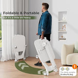 JYLH JOYSEEKER Foldable Mobile Standing Desk, 27"×21" Portable Rolling Laptop Cart with 90° Tiltable Board, Height Adjustable Workstation with Wheels, Folding Table for Home Office, White JYLH JOYSEEKER