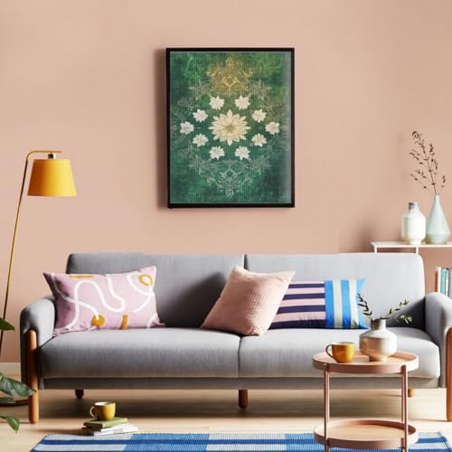 Green Floral kaleidoscope-107279 Diamond Painting Kits, DIY 5D Paint for Adults Kids, Full Drill Crystal Diamond Drawing Suitable for Home Wall Decoration Fhuyiks