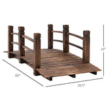 Outsunny Fir Wood Garden Bridge Arc Walkway with Side Railings for Backyards, Gardens, and Streams, Stained Wood, 60" x 26.5" x 19" Outsunny