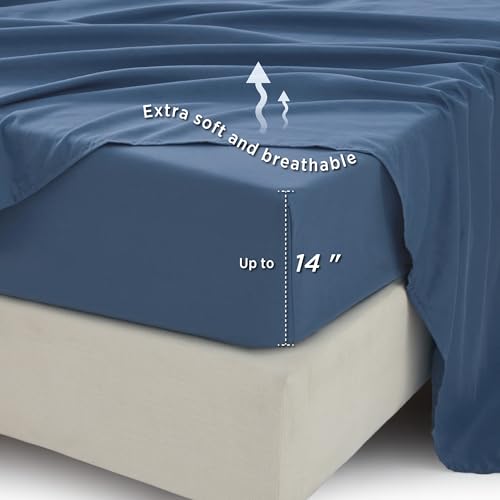 Bedsure King Size Comforter Set - 7 Pieces Floral Navy Soft Bedding Sets, King Bed in a Bag with Botanical Flowers Comforter, Sheets, Pillowcases & Shams Bedsure