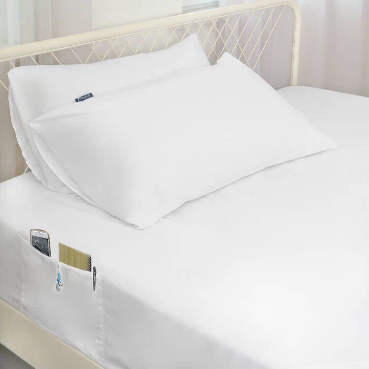 Queen Sheet Sets Air Mattress Sheets - 3 Pieces Extra Deep Pocket Queen Sheets Sets 16 to 24 inch - Sheets with Pockets on Side - Easily Fits Extra Deep Pillow Top Air Mattress (White) Moonsea