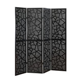 Roundhill Furniture Aurra 4-Panel Wood Room Divider, Folding Portable Partition Screen, Black Roundhill Furniture