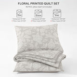 HORIMOTE HOME Floral Quilt Set King Size 3 Pieces, Taupe Flower Fine Printed Reversible Botanical Bedspreads Bedding Sets, Soft and Lightweight Bed Coverlet for All Season HORIMOTE HOME