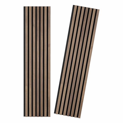 JINDOLI 47 Inch Wood Slat Acoustic Panels for Stylish Decor and Noise Reduction, 3D Fluted Panel for Wall, Interior Design 3D Wood Wall Panels Use for Soundproof Paneling, Brown Oak - WoodArtSupply