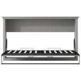 SOFTSEA Twin Size Horizontal Murphy Bed, Cabinet Murphy Bed for Guestroom Home Office Small Room, Solid Wood Wall Bed Frame Foldable Space-Saving, Can Be Folded into a Cabinet, Gray SOFTSEA