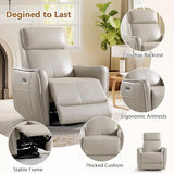 HAOMARKETS Electric Swivel Rocker Recliner Chair, Power Faux Leather Glider Rocking Recliners for Adults,360° Swivel Nursery Reclining Sofa with USB Charging Port, Beige