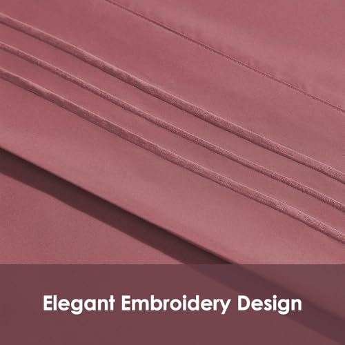ClevaHome Sheet Set Queen Size, 4-Piece Bedding, Lightweight & Super Soft Easy Care Microfiber– Shrinkage & Fade Resistant Bedding Set with 14'' Deep Pockets (Dusty Rose) Cleva