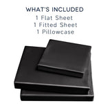 GOLAL Satin Sheets Twin Size - 3 Pieces Luxury Silky Soft Bed Sheets for Kids, Wrinkle-Free Black Satin Silk Sheet Set with 1 Deep Pocket Fitted Sheet, 1 Flat Sheet, 1 Pillow case GOLAL