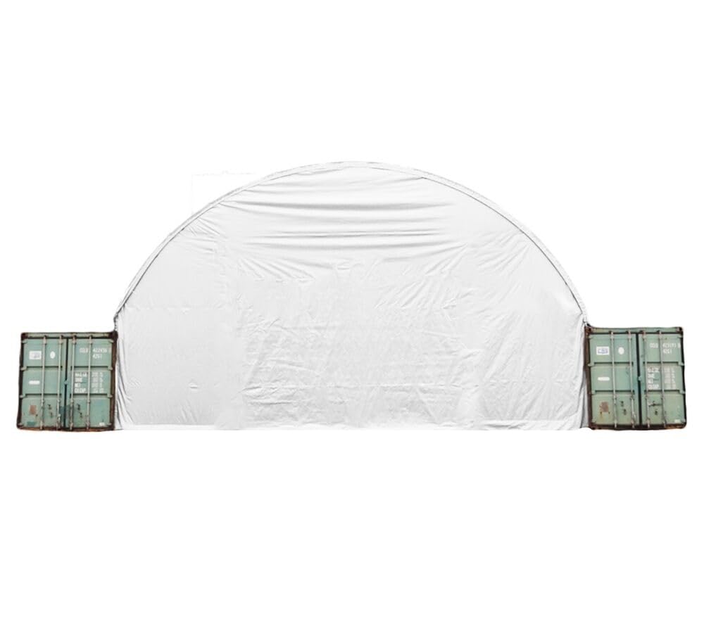 Mytee Products Shipping Container Canopy Shelter Kit - 40'(L) x 20'(W) 21 Oz PVC White Cover Storage Container Roof and Front Wall w/Doors and Back End Wall - Snow, UV and Weather-Resistant Mytee Products