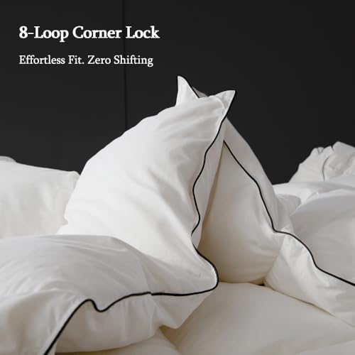 sleeprove King Size Down Comforter,All-Season Duvet Insert with 8 Loops,Noiseless Luxury Comforter,White,106x90 inches sleeprove