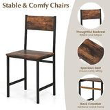 Moccha Dining Table Set for 4, Wooden Kitchen Table with with 2 Chairs and a Long Bench, Modern 4-Piece Dinette with Metal Frame & Storage Rack, Space-Saving Table Set for Dining Room, Rustic Brown LDAILY