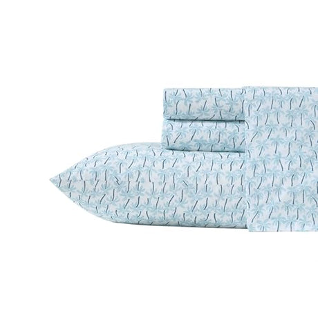 Tommy Bahama - Queen Sheet Set, Super Soft Cotton Percale Bedding with Matching Shams, Tropical Bedding Set, Oeko-Tex Certified (Palmtastic Blue, Queen) Tommy Bahama