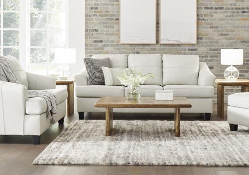 Signature Design by Ashley Genoa Modern Leather Match Loveseat, White Signature Design by Ashley