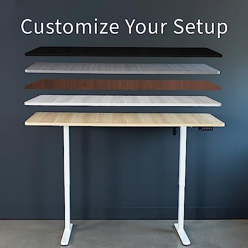 VIVO Electric Standing Desk Frame, Rear-Set Legs, Single Motor Memory Controller Height Adjustment, Frame Only, White, DESK-100E-RW VIVO