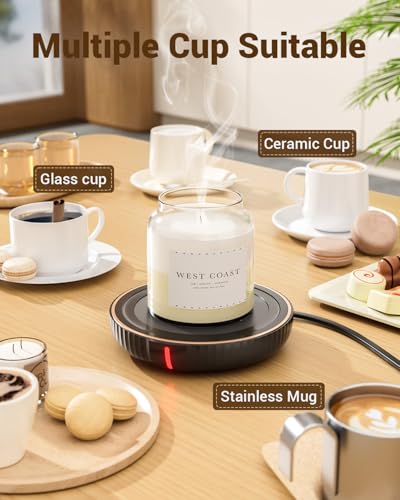 HouseGem Large Candle Warmer Plate - Coffee Cup Mug Warmer for Desk, Candle Melter, Electric Mug Heater for Beverages, Milk & Tea, Coffee Accessories Ideal Gifts Keep Cup Warm (Black) House Gem