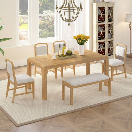 Extendable Dining Table Set With 4 Upholstered Chairs And 1 Bench HouseOfZazla