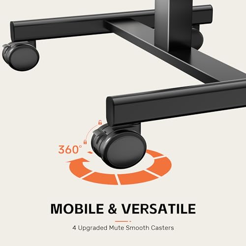 NICECOZY Mobile Standing Desk, Small Teacher Standing Rolling Desk, Portable Laptop Desk with Lockable Wheels, Computer Workstations, Adjustable Height, Black NICECOZY