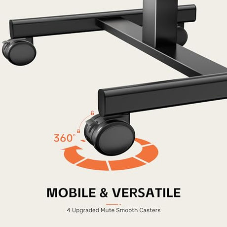 NICECOZY Mobile Standing Desk, Small Teacher Standing Rolling Desk, Portable Laptop Desk with Lockable Wheels, Computer Workstations, Adjustable Height, Black NICECOZY