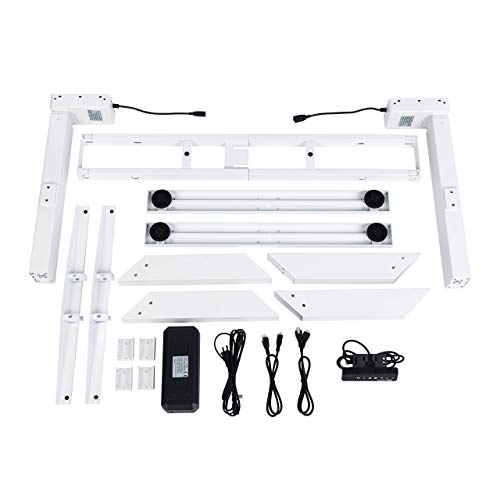 VWINDESK VJ205 Electric Height Adjustable Sitting Standing Desk Frame Sit Stand - Dual Motors 3 Stages Motorized Desk Base Only, White VWINDESK