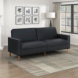 Lexicon 79"W Convertible Futon Sofa Bed, Loveseat, Faux Leather Upholstered Couch Sleeper, Adjustable Backrests, Padded Pocket Coil, Solid Wood Legs for Living Room, Bedroom, Apartment, Office, Black Lexicon