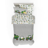 Franco Kids John Deere Farm Equipment Bedding 4 Piece Super Soft Reversible Comforter and Sheet Set, Twin, (Officially Licensed Product) Franco