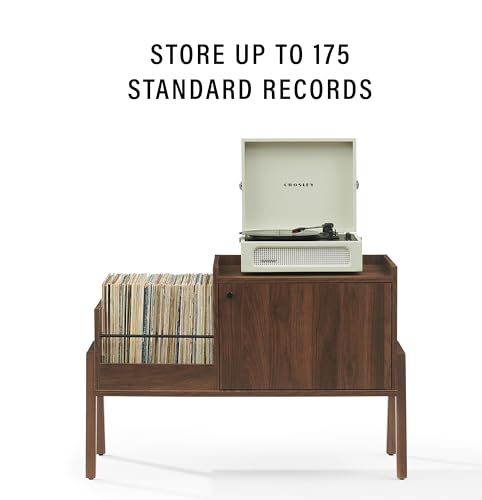 Crosley Furniture Luna Record Player Cabinet Turntable Stand, Storage for up to 175 Vinyl Records, Walnut Crosley Furniture