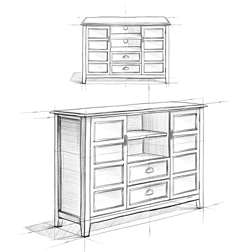 SIMPLIHOME Burlington SOLID WOOD Universal TV Media Stand, 54 inch Wide, Traditional, Living Room Entertainment Center with Storage, for Flat Screen TVs up to 60 inches in Mahogany Brown SIMPLIHOME