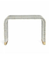 HANSA IT’S WORTH IT Bone Inlay Console Table Waterfall Natural Bone Design Entryway Classic Console Table Striped Pattern Sturdy Furniture(Grey & White) HANSA IT’S WORTH IT