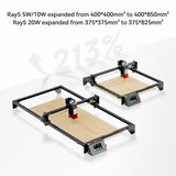 Longer RAY5 10W Laser Engraver with Air Assist Kit and Y-axis Extension kit, Compressed Spot CNC, App Offline Control, DIY Engraving Tool for Metal/Glass/Wood, Engraving Area 15.7"*33.5"(400 * 850mm) Longer