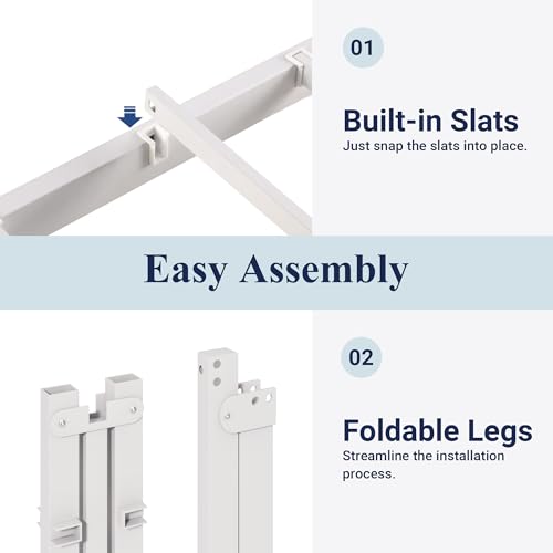Allewie Full Size Bed Frame, 12 Inch Metal Platform Beds with Storage Space, No Box Spring Required and Easy Assembly, White Allewie
