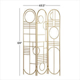 Deco 79 Metal Geometric Room Divider Screen - Hinged Foldable Arched Partition 3 Panel Privacy Screen, 50" x 1" x 69", Gold Deco 79