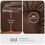 MooMee Bedding Sheet Set 100% Cotton Linen Like Textured Breathable Durable Soft Comfy (Solid Cocoa Brown, Queen) MooMee