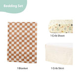 The Peanutshell Baby Crib Bedding Set for Boys or Girls - 3 Pieces - Newborn, Infant & Toddler Bed - Checkered Baby Blanket Set with Fitted Crib Sheet, Dust Ruffle - Elephant Safari Nursery Decor The Peanutshell