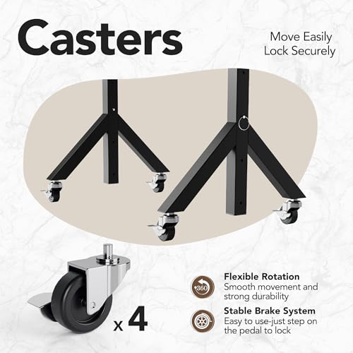 HUANUO 32'' Small Standing Desk with Wheels,28.7"-46.1" Heigh Adjustable Portable Rolling Desks,Mobile Stand Up Desk for Walking Pad and Treadmill,Sit to Stand Computer Workstation for Bedroom,Walnut HUANUO