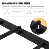 Shintenchi Full Size Metal Platform Bed Frame with Headboard & Footboard, Steel Slat Mattress Foundation, Under Bed Storage, Noise-Free, No Box Spring Needed, Black Round Shintenchi