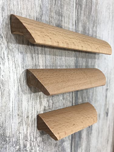 Tsnamay 10Pcs Unfinished Wood Solid Furniture Pulls Handles,Unfinished Unpainted Paintable Wooden Handles Cupboard Closet Drawer Handle Pull,Length Tsnamay
